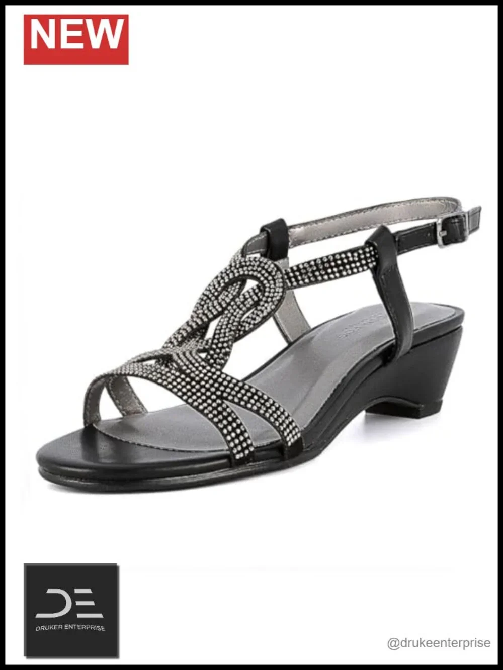 Embellished Shimmery Fabric Platform Sandals with Slingback 1.5
